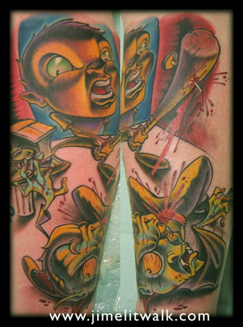 Looking for unique  Tattoos? Kid with Bat